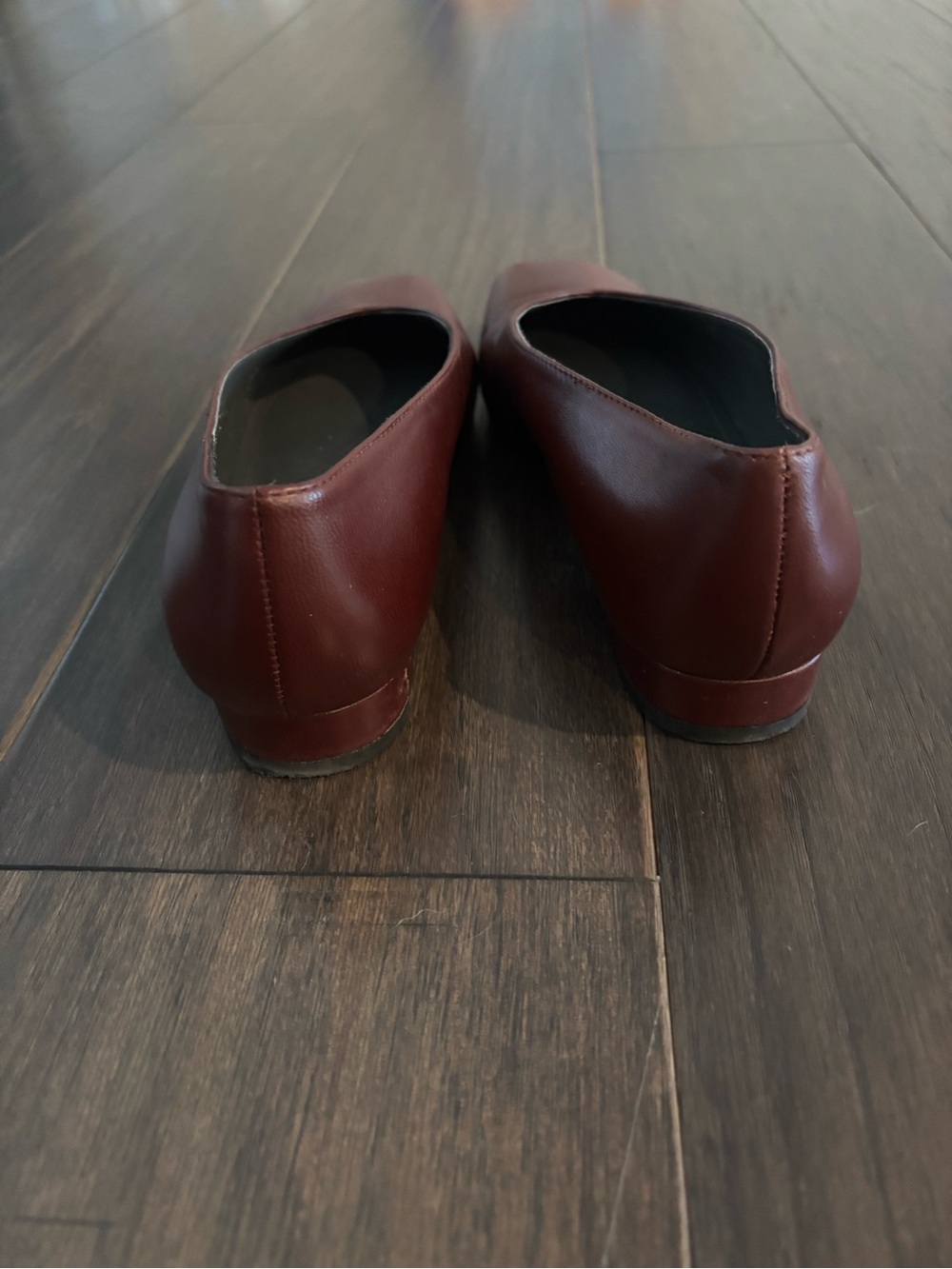 Franco Sarto Wine Leather Square-Toe Ballet Flats - Picture 3 of 4